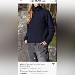 Fisherman Woolen Mills Navy Funnel Neck Sweater